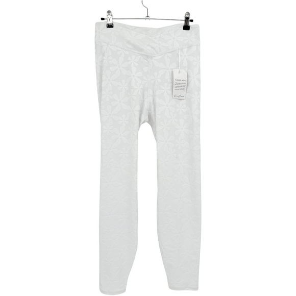 Kenny Flowers The Santorini White Floral Jacquard Sports Bra 7/8 Legging Size L - Picture 9 of 12